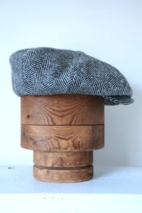 Image 2 of Theo Cap in Black&Grey Herringbone Donegal tweed