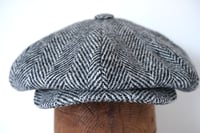 Image 1 of Theo Cap in Black&Grey Herringbone Donegal tweed