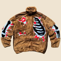 Image 1 of REWORKED NIKE CRACKY 3D PUFF SKELETON BROWN SHERPA JACKET SIZE XL