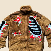 Image 2 of REWORKED NIKE CRACKY 3D PUFF SKELETON BROWN SHERPA JACKET SIZE XL