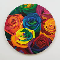 Image 1 of Round Rainbow Roses Painting #1