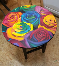 Image 2 of Round Rainbow Roses Painting #1