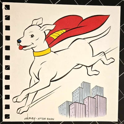 Image of KRYPTO! 6x6 SKETCHBOOK ORIGINAL ARTWORK! SUPERMAN!