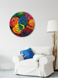 Image 3 of Round Rainbow Roses Painting #1