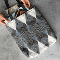 Image 1 of Blue Jay Feathers Tote Bag - White Accents