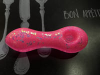 Image 1 of Iridescent Pink Glass Pipe With Glitter For Tobacco Smokers