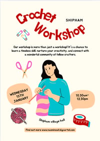 Image 1 of Shipham learn to crochet workshop Wednesday January 15th 10.30-12.30