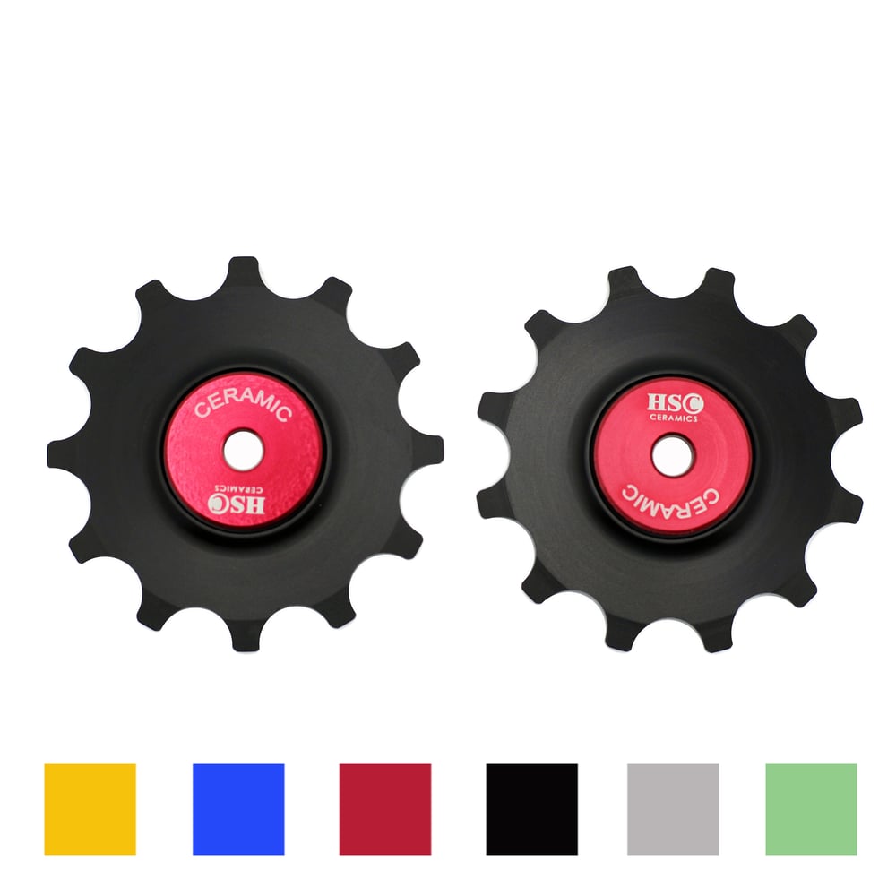 Image of Ceramic Jockey Wheel Set - 12T Oversized Delrin Wheels