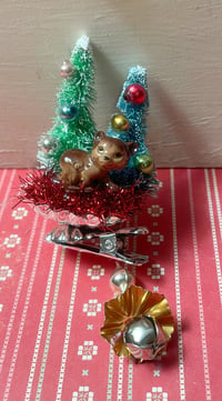 Vintage Sweet Bear Cub Christmas Clip Ornament