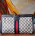 Image of Vtg Gucci XL Blue Monogram Clutch 