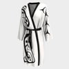 The Lovebirds Eagle & Raven Black on White Totem Animal Art Duster Robe 2024 Designed by Tlingit Art