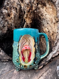 Image 1 of Magical Diorama Mug Mushroom 8oz (color changing details with warm beverage) 