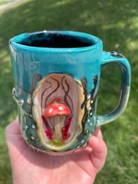 Image 2 of Magical Diorama Mug Mushroom 8oz (color changing details with warm beverage) 