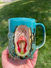 Image 5 of Magical Diorama Mug Mushroom 8oz (color changing details with warm beverage) 