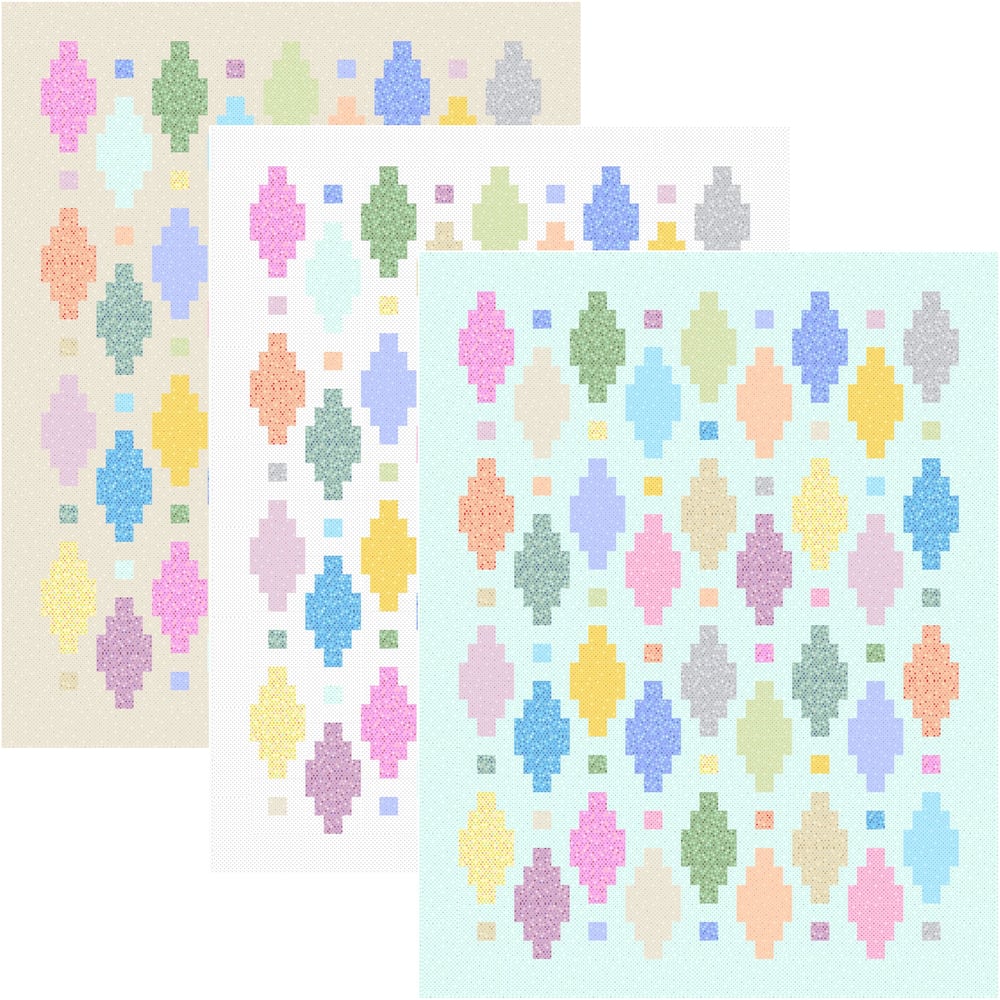 Beaded Lanterns Quilt Kit 62" x 80" Tan, White, or Ice Ships