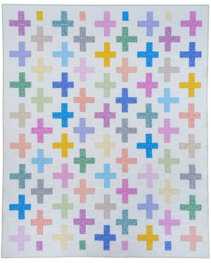 Surplus Strips Quilt Kit 67" x 82" White or Grey, Includes Pattern