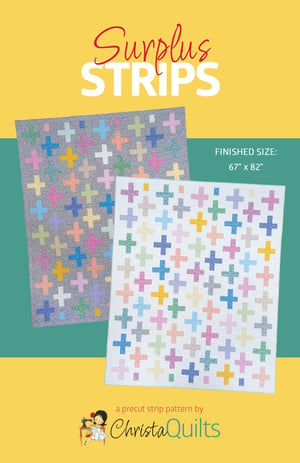 Surplus Strips Quilt Kit 67" x 82" White or Grey, Includes Pattern Ships 2/28/25