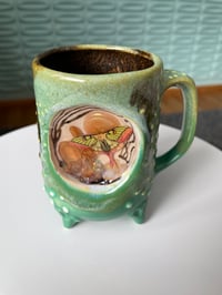 Image 3 of Magical Diorama Mug Green Moth 8oz (color changing details with warm beverage) 