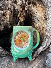 Image 1 of Magical Diorama Mug Green Moth 8oz (color changing details with warm beverage) 