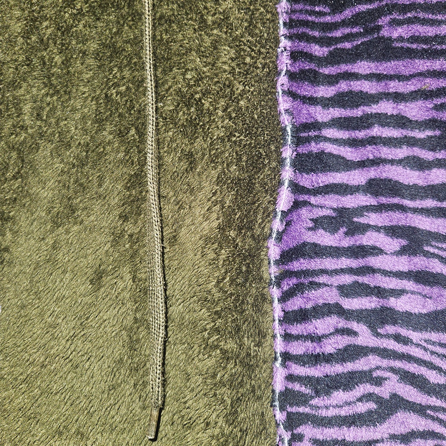 Image of half n half grassy green purp zebra hoodie :3