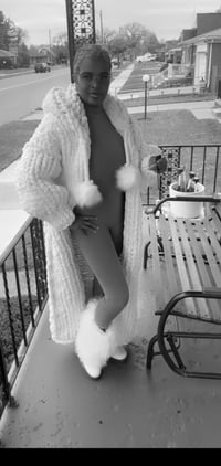 Image 1 of Knit Long Coat With Hood
