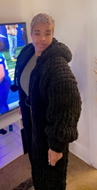 Image 2 of Knit Long Coat With Hood