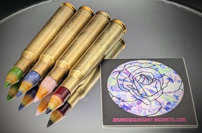 Image of "words as weapons" decorative glass pencils