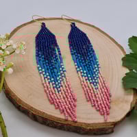 Image 1 of Blue Pink Long Dangle