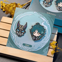 Image 1 of Xiao Bust Enamel Pin with Magnet Mask