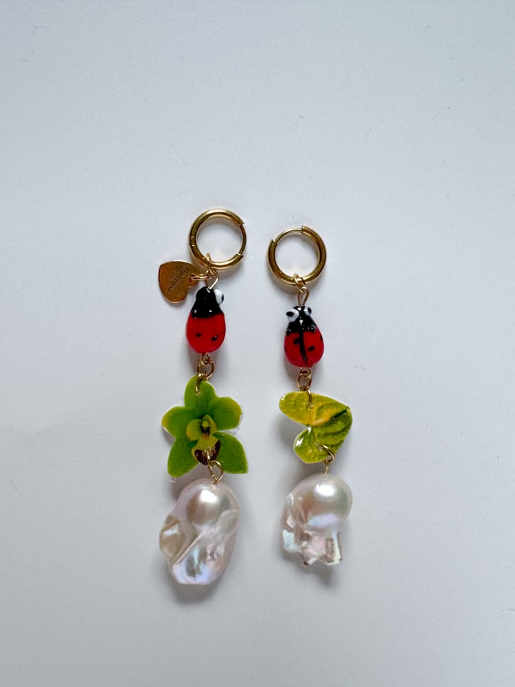 Image of anthurium bug earrings