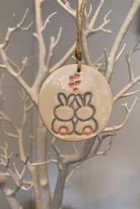 Image 3 of Handmade Ceramic Cuddling Bunnies tag