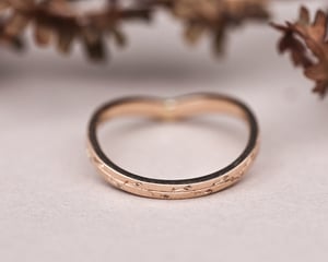 Image of 18ct Rose Gold 2mm Pressed flower wishbone ring