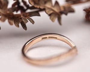 Image of 18ct Rose Gold 2mm Pressed flower wishbone ring