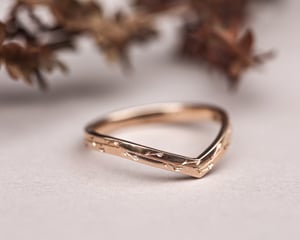 Image of 18ct Rose Gold 2mm Pressed flower wishbone ring