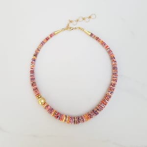 Rainbow Shell & Gold Pearl Necklace