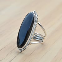 Black onyx Ring Sterling Silver Large Gemstone Ring Oval Stone Ring Big Statement Ring Boho Ring