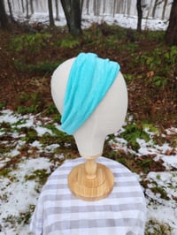 Image 1 of Linen Stretchy Wrap in Aqua 