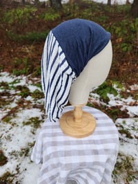 Image 2 of Linen Stretchy Wrap in Navy/Stripe Colorblock 