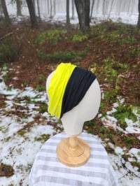 Image 1 of Linen Stretchy Wrap in Black & Lemon Lime