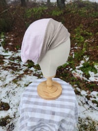 Image 2 of Stretchy Linen Wrap in Beige & Pink