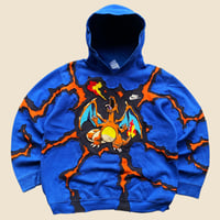 Image 1 of REWORKED CHARIZARD EMBROIDERY CRACKY HOODIE SIZE L