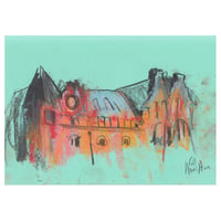 Image 1 of Western Infirmary Buildings from Byres Road - Sketchbook Drawing - Charcoal & Soft Pastels on Paper 