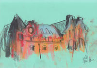 Image 2 of Western Infirmary Buildings from Byres Road - Sketchbook Drawing - Charcoal & Soft Pastels on Paper 