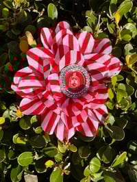Red & White Striped Delta Sigma Theta Flower Brooch (Small)