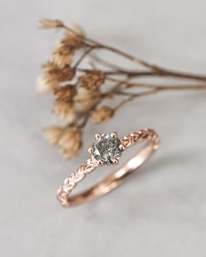 Image of 18ct Rose Gold, Brilliant cut grey diamond ring (LON240)