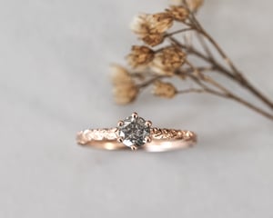 Image of 18ct Rose Gold, Brilliant cut grey diamond ring (LON240)