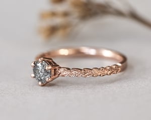 Image of 18ct Rose Gold, Brilliant cut grey diamond ring (LON240)