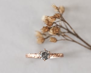 Image of 18ct Rose Gold, Brilliant cut grey diamond ring (LON240)