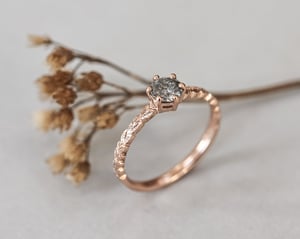 Image of 18ct Rose Gold, Brilliant cut grey diamond ring (LON240)