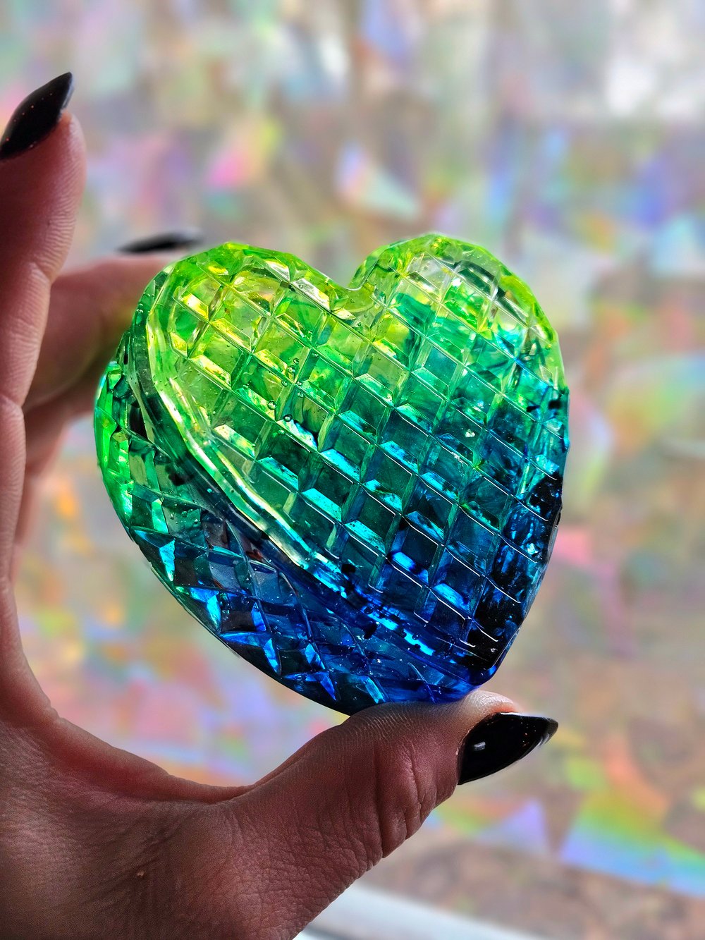 Image of Neon Green/ Turquoise Ombre Heart Box